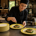 Slimline Plates 230mm Yellow Porcelain for Cafés & Restaurants (Pack of 24)