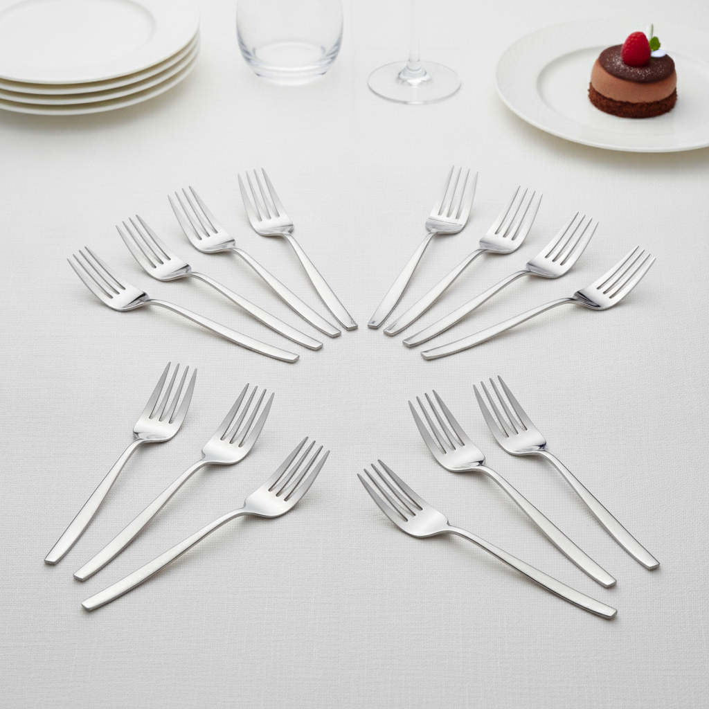 18/0 Stainless Steel Dessert Forks for Elegant Dining (Pack of 12)
