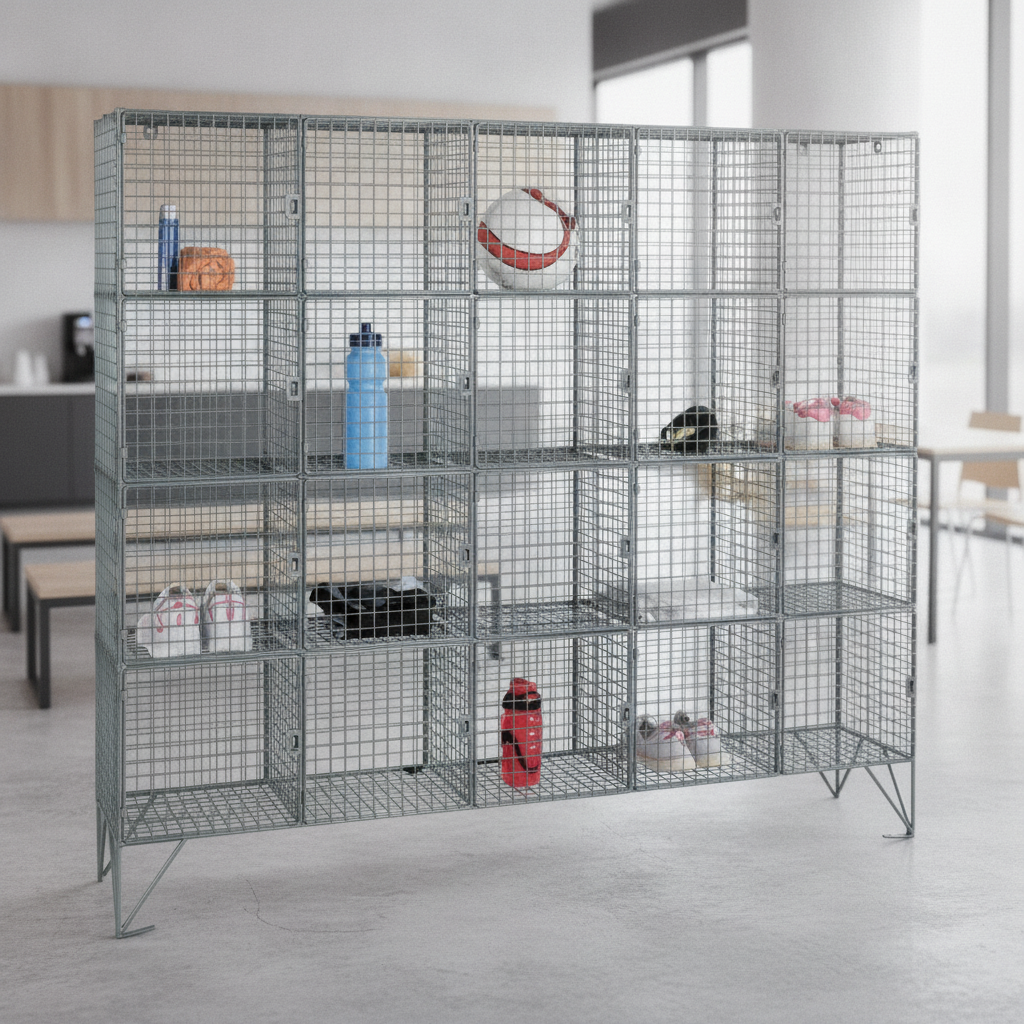 Zinc Coated Steel Twenty Compartment Mesh Locker for Staff Storage