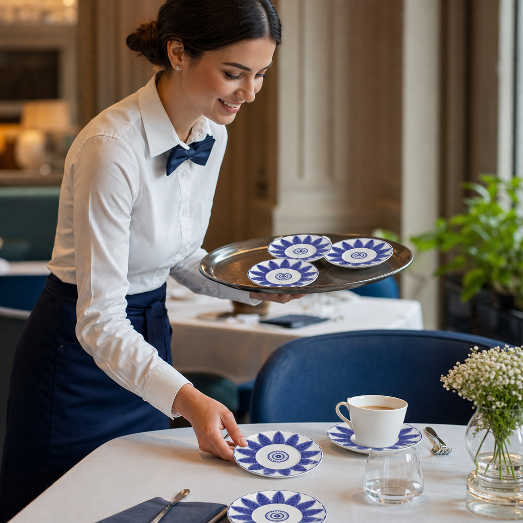 Saucers Exotic Patterns Blue Bone China for Dining (Pack of 12)