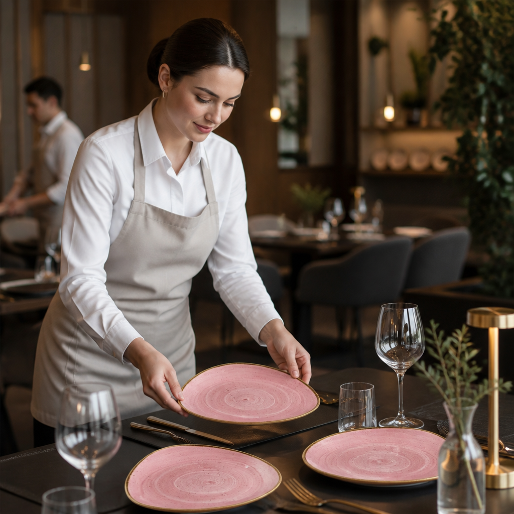 Triangle Plates inch 9 Pink Vitrified Ceramic for Unique Table Settings (Pack of 12)
