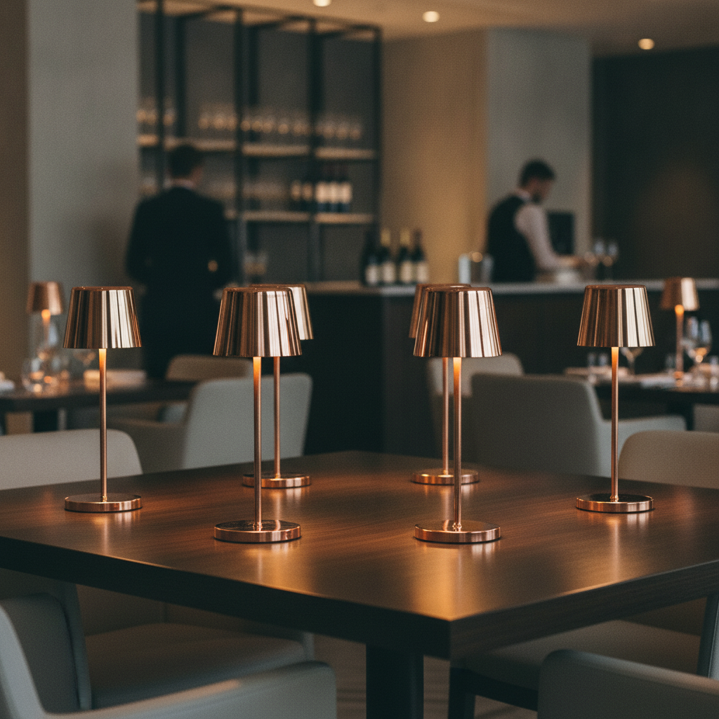 Aluminium Copper Micro LED Cordless Table Lamp 200mm for Indoor & Outdoor Use (Pack of 6)