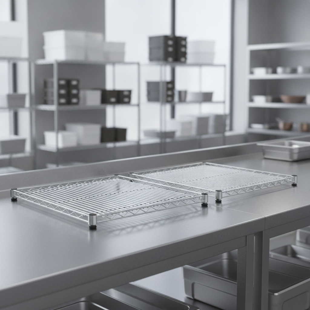 Zinc Coated Steel Chrome Wire Shelves 1525x610mm for Kitchen Storage (Pack of 2)