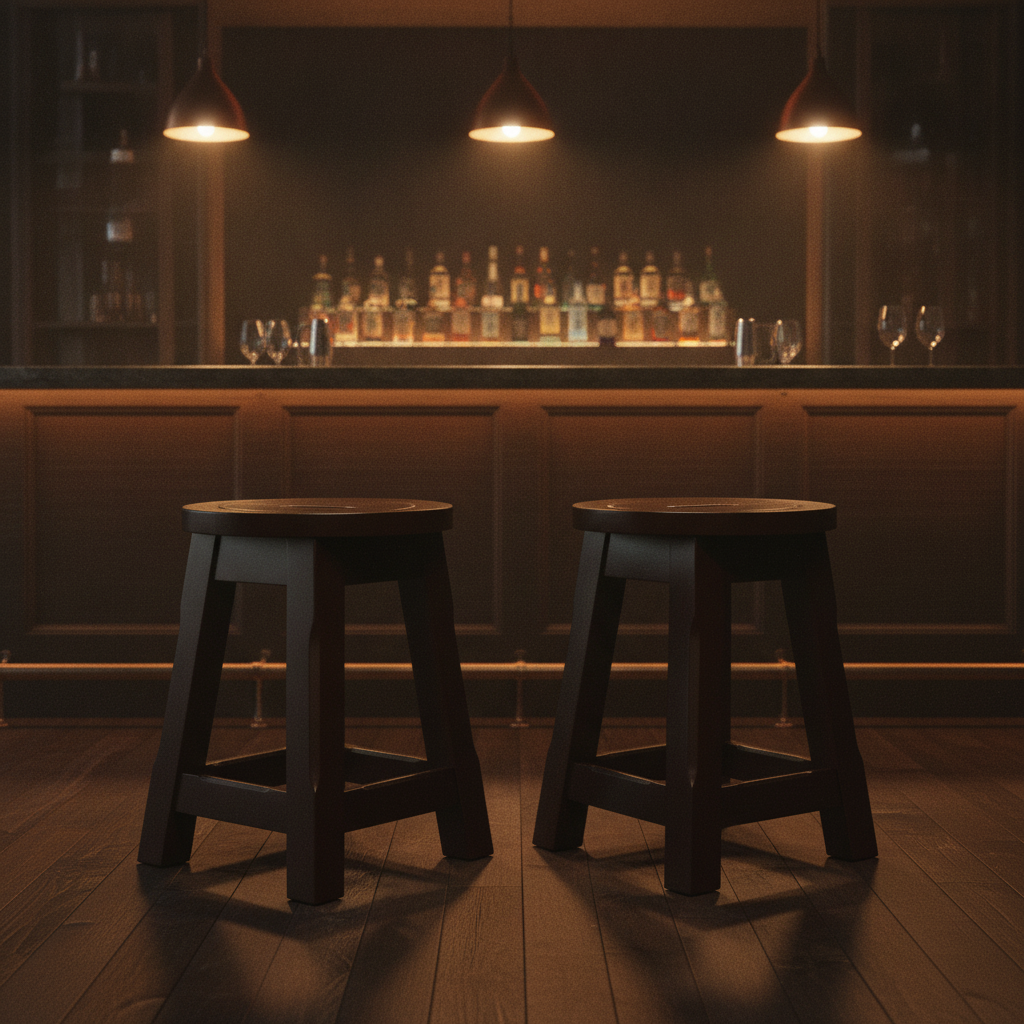 Rubber Wood Low Stools 475mm for Bars & Pubs (Pack of 2)
