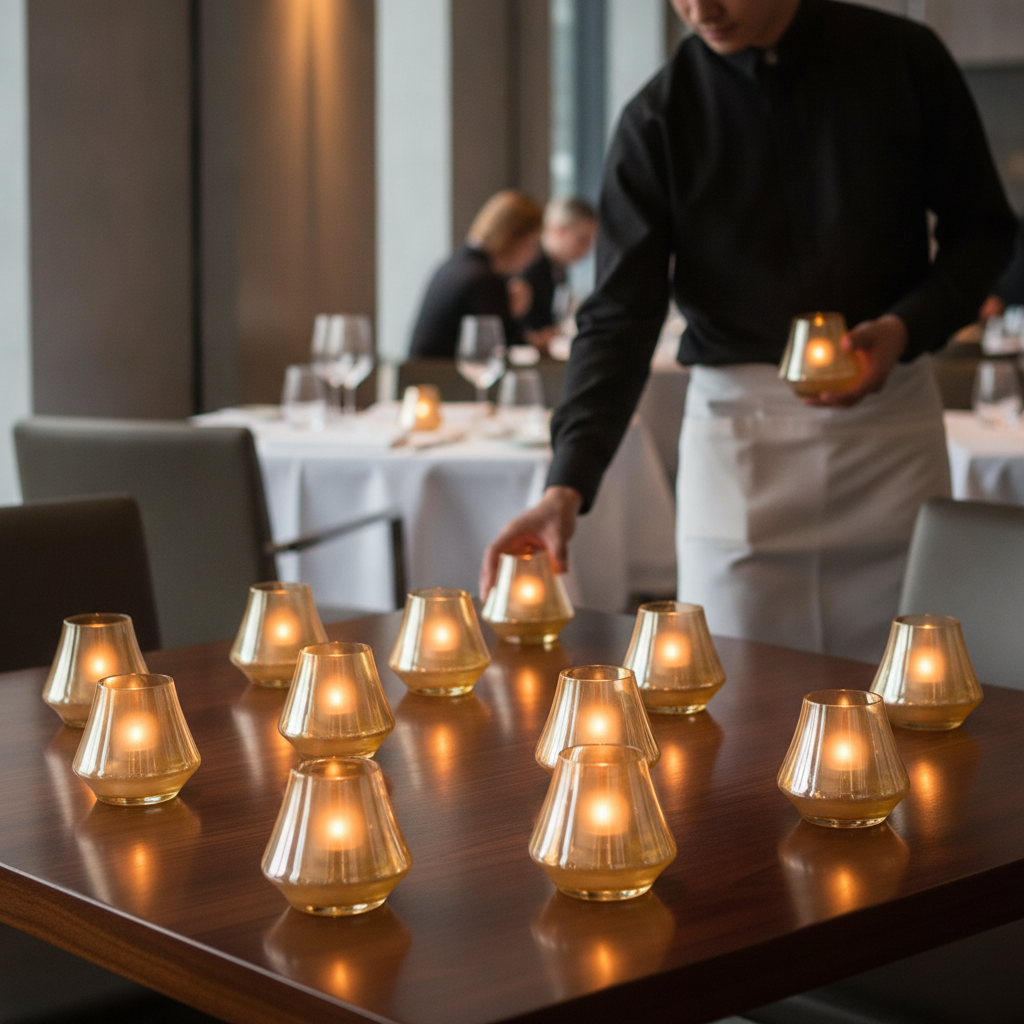 Satin Gold Votive Candle Holders 89mm for Fine Dining (Pack of 12)