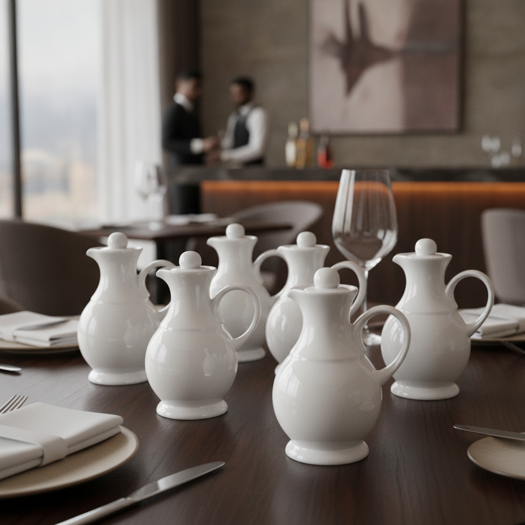 Porcelain Vinegar and Oil Bottles 170ml for Catering (Pack of 6)