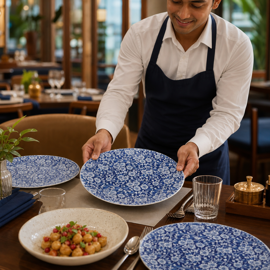 Rimmed Plates 210mm Vitrified Ceramic for Dining Tables (Pack of 6)