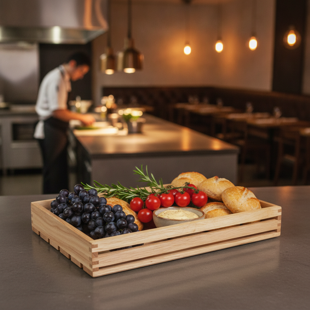 Wooden Low Sided Crate for Gastropubs