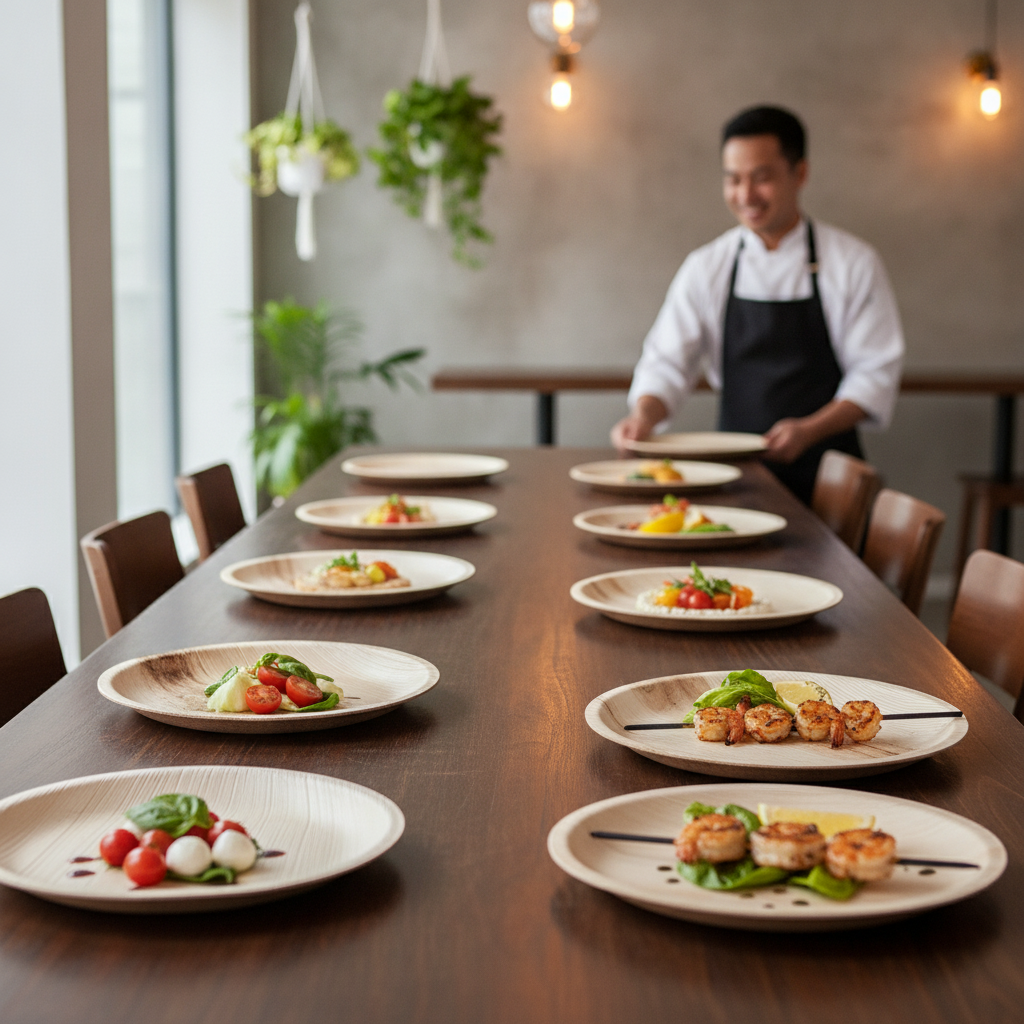 Palm Leaf Round Plates 250mm for Catering & Events (Pack of 100)