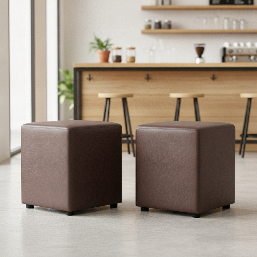 Rubber Wood Cube Bar Stools 470x420mm for Cafés & Restaurants (Pack of 2)