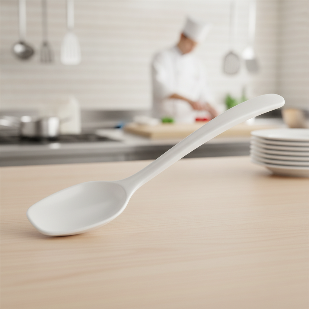 Melamine White Serving Spoon 180mm for Commercial Kitchens