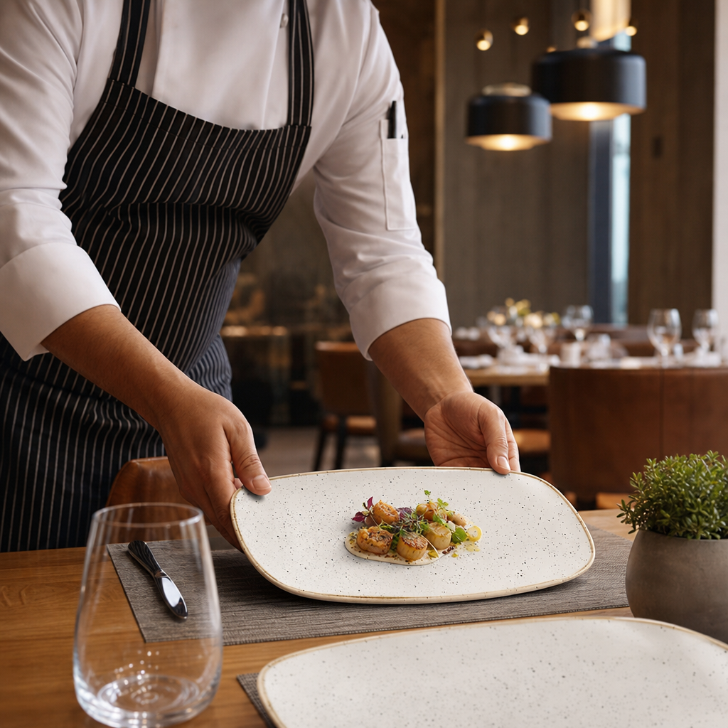Rectangular Plates White Vitrified Ceramic for Dining (Pack of 12)