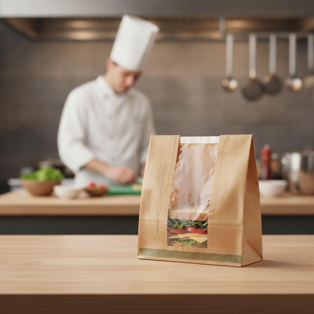 PLA & Paper Compostable Kraft Sandwich Bags for Food Service (Pack of 1000)