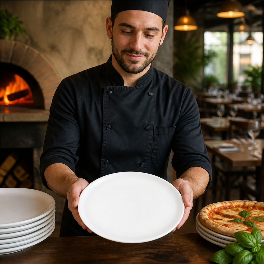 Pizza Plates 315mm Porcelain for Restaurants & Cafés (Pack of 6)