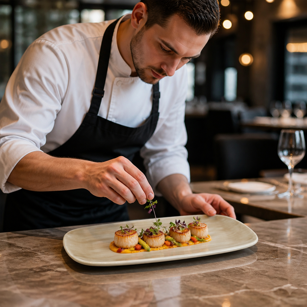 Chef's Oblong Plates 350x187mm Vitrified Ceramic for Professional Plating (Pack of 6)
