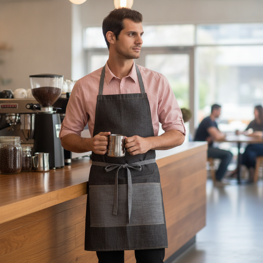 Cotton Black Half Bistro Apron for Restaurants & Cafés