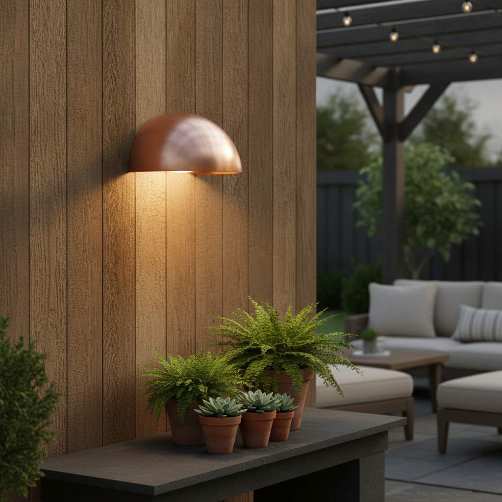 Copper Outdoor Wall Light for Sheltered Spaces