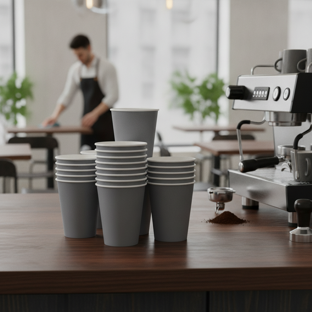Cardboard Charcoal Coffee Cups 340ml for Takeaway Service (Pack of 1000)