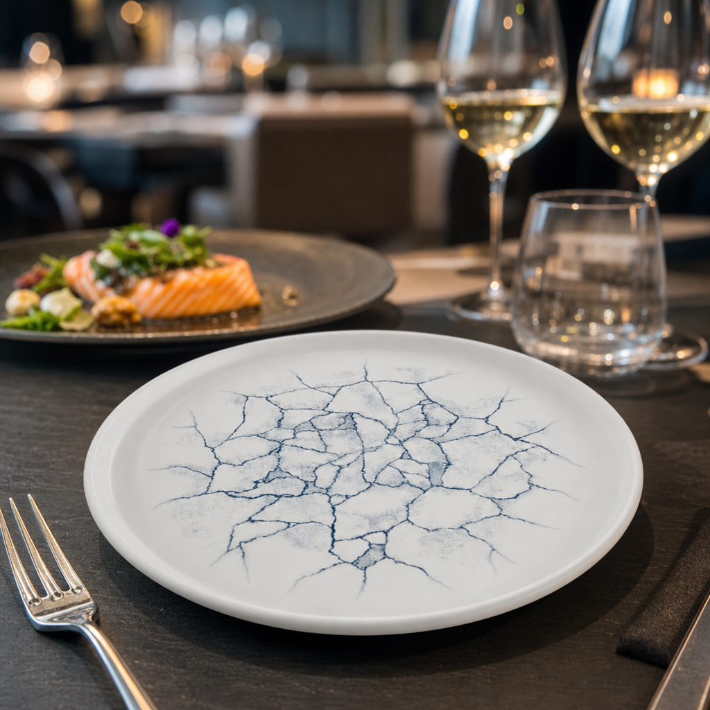 Walled Plates 260mm Grey Porcelain for Food Presentation (Pack of 6)