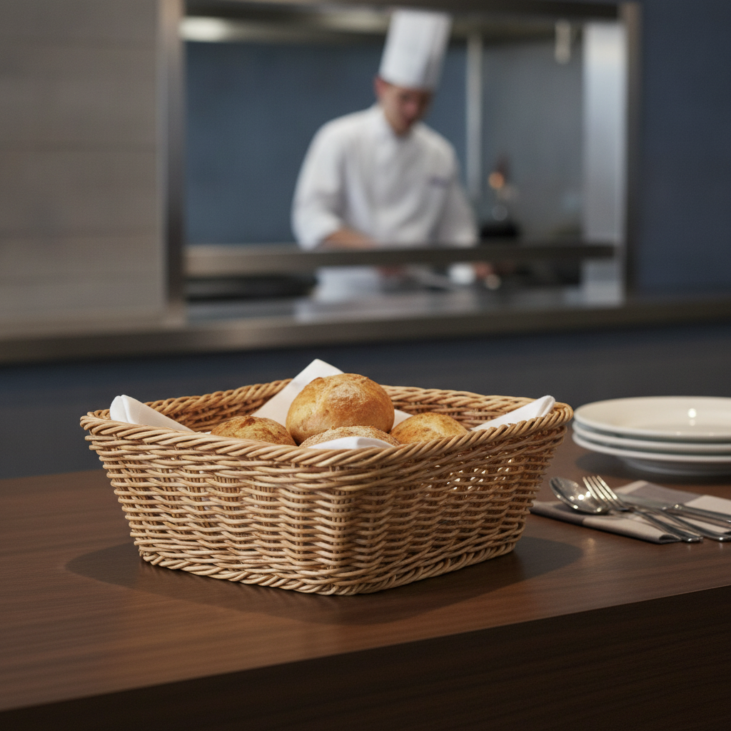 Polyethylene Square Serving Basket 230x230mm for Food Presentation