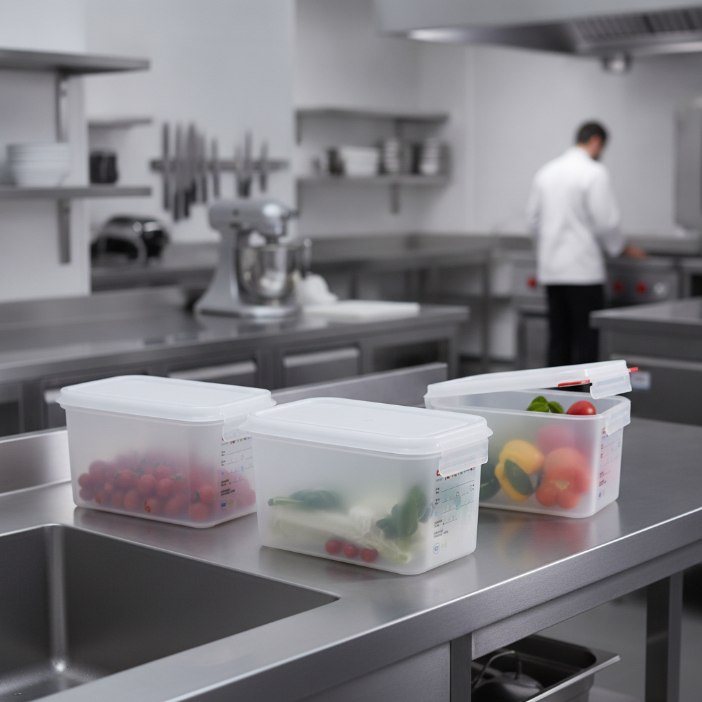 Polypropylene 1/4 Gastronorm Food Containers 4.3L for Professional Kitchens (Pack of 4)
