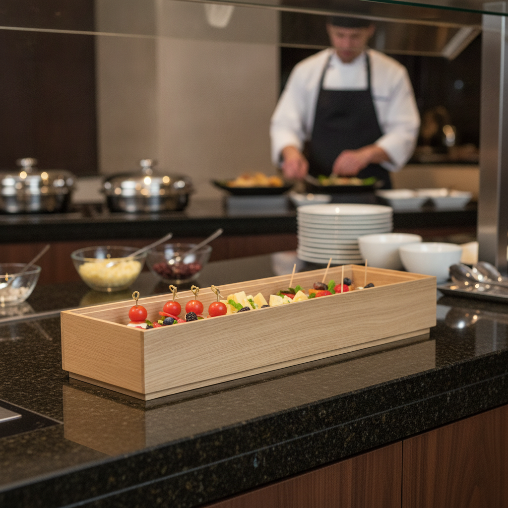 Oak Wood GN 2/4 Wooden Box for Buffet Stations