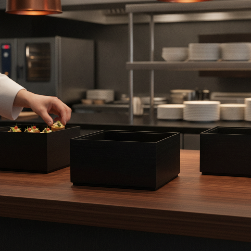 Black Oak Wooden Box GN 1/2 for Catering Presentations