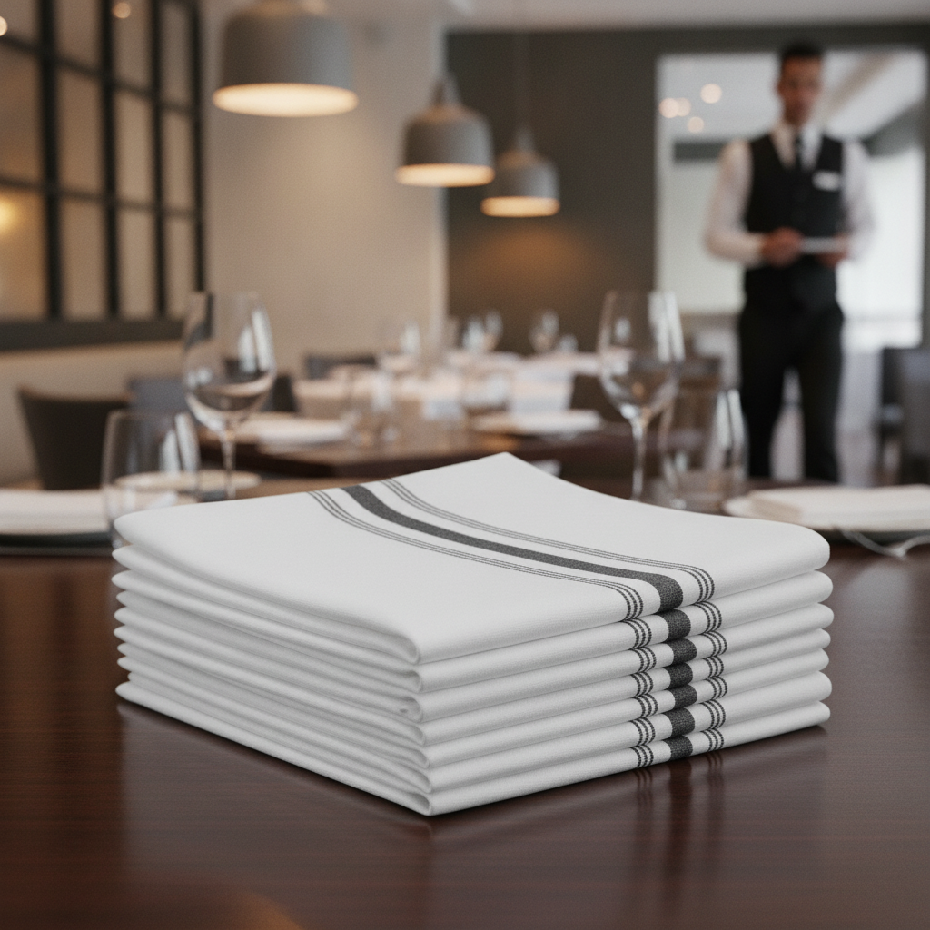 Polyester Black Stripe Bistro Napkins for Stylish Dining (Pack of 10)