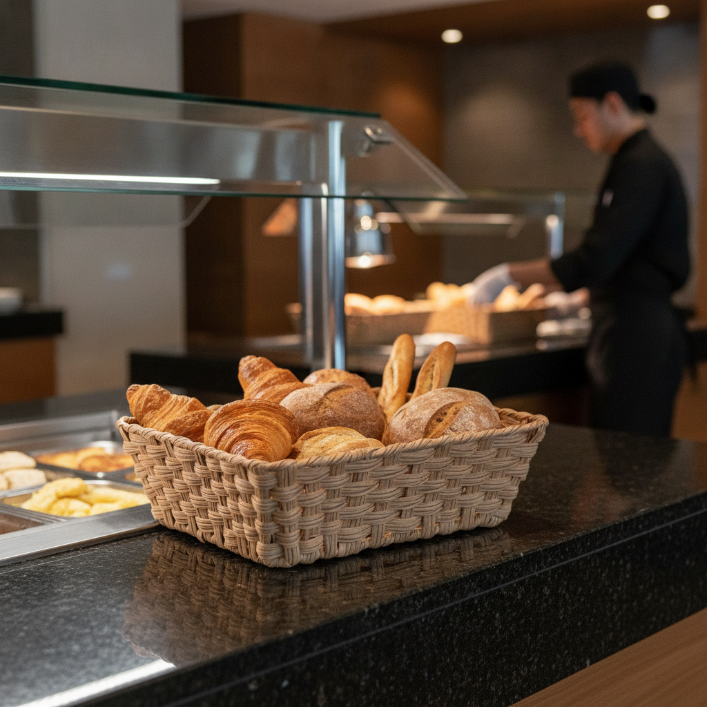 Polypropylene Brown Buffet Basket 325x265mm for Food Presentation