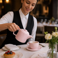 Porcelain Pink Tea Pots 450ml for Elegant Dining (Pack of 2)