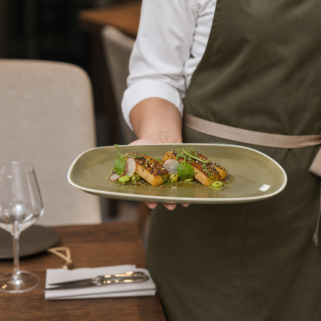 Alumina Trays Olive 240mm Vitrified Ceramic for Casual Dining (Pack of 12)