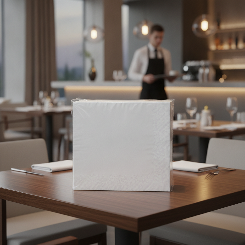 White Paper Dinner Napkins 40x40cm for Restaurants & Cafés (Pack of 1000)