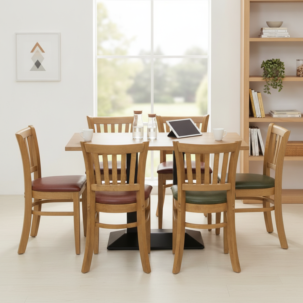 Rubber Wood Dining Table with 4 Chairs 750mm for Home & Office