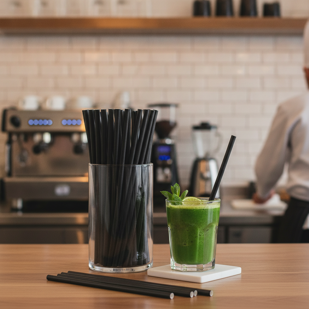 Paper Black Smoothie Straws 210mm for Eco-Friendly Service (Pack of 250)