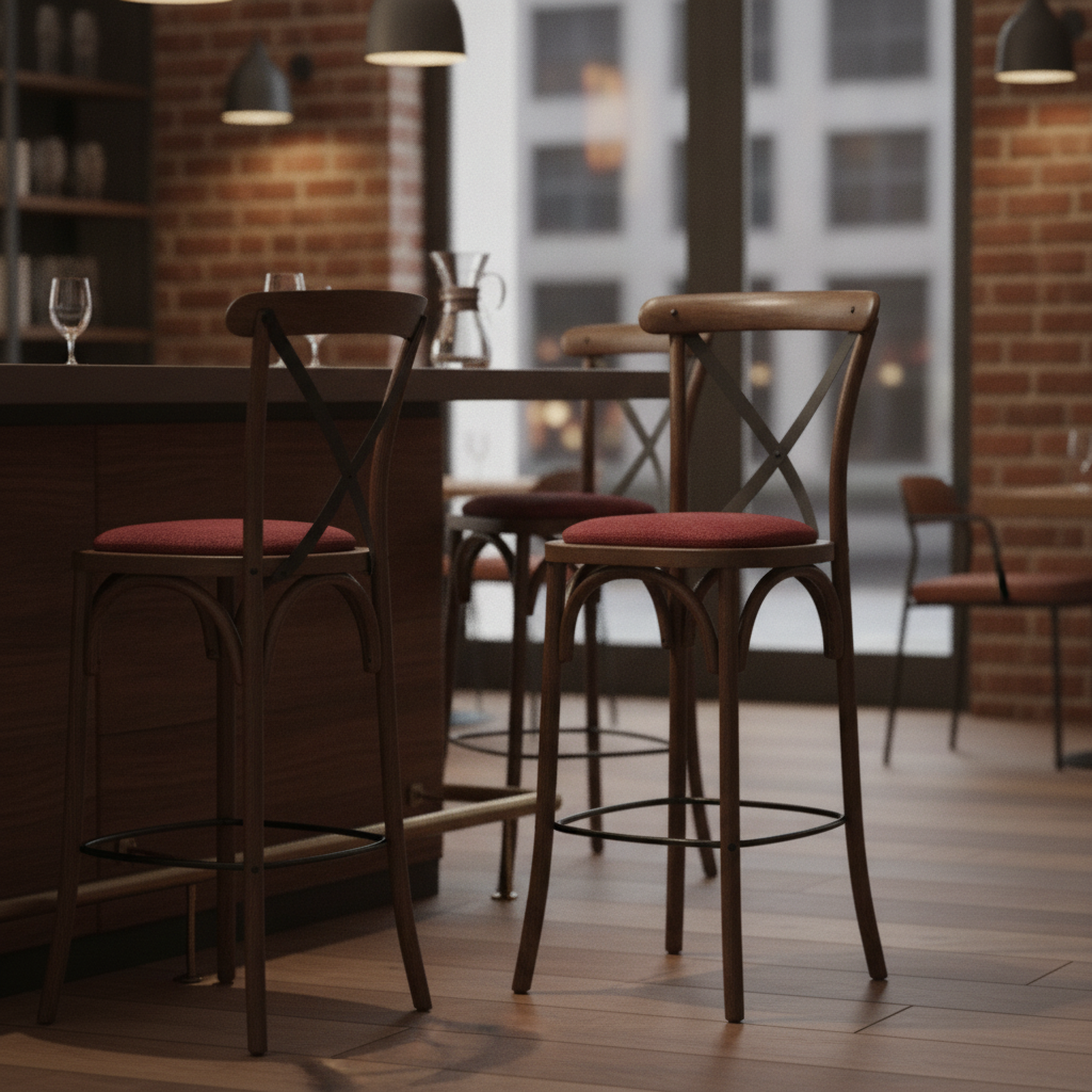 Rubber Wood Bar Chair with Padded Seat 1180mm for Stylish Seating