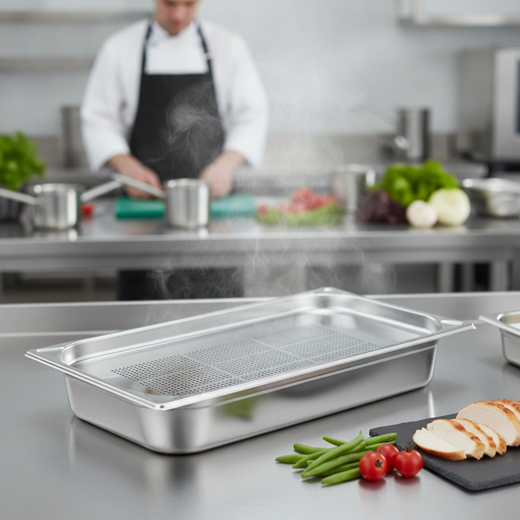 304 Stainless Steel Perforated Gastronorm Tray 20mm for Cooking & Draining