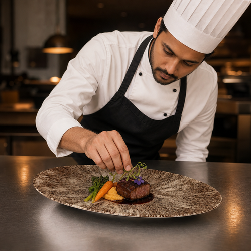 Chefs Plates Brown Vitrified Ceramic for Creative Plating (Pack of 6)