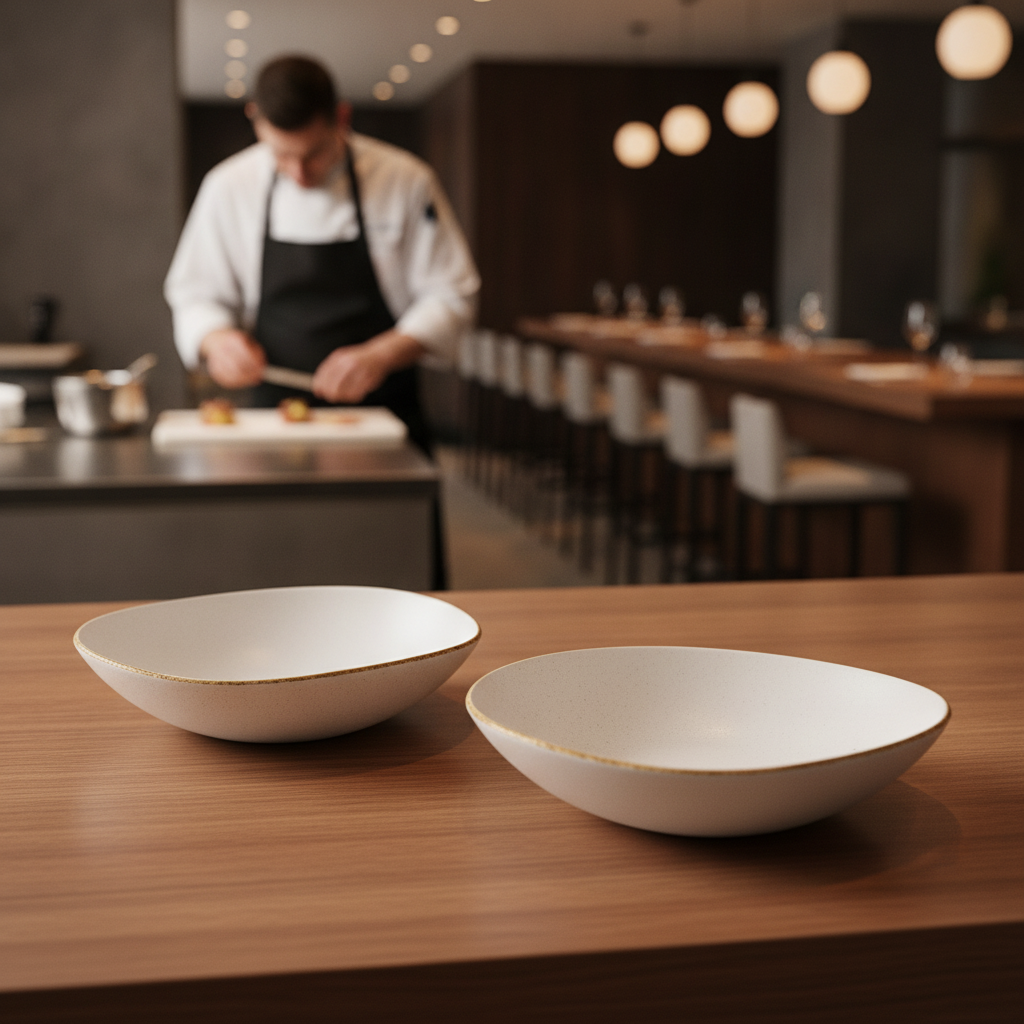 Melamine White Bowl 380mm for Creative Tabletop Displays (Pack of 2)