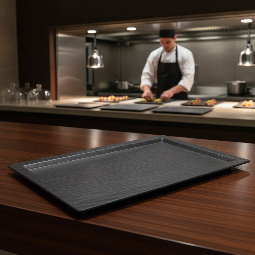 Slate Effect Melamine GN 1/1 Tray for Food Displays