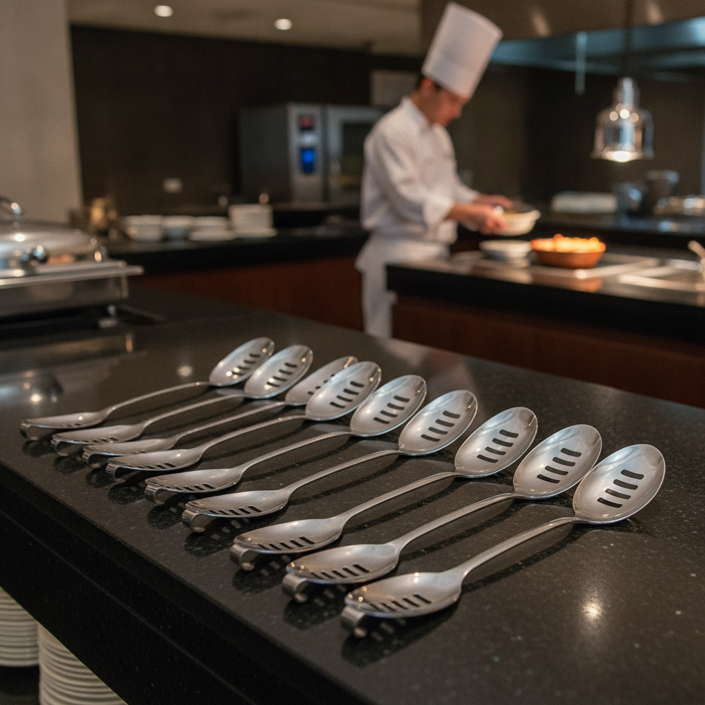 Stainless Steel Slotted Spoons 300mm for Buffet Presentation (Pack of 10)