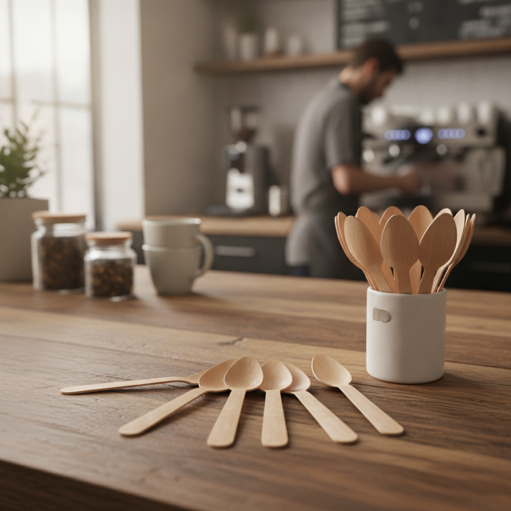 Wooden Compostable Teaspoons 110mm for Eco-Conscious Establishments (Pack of 100)