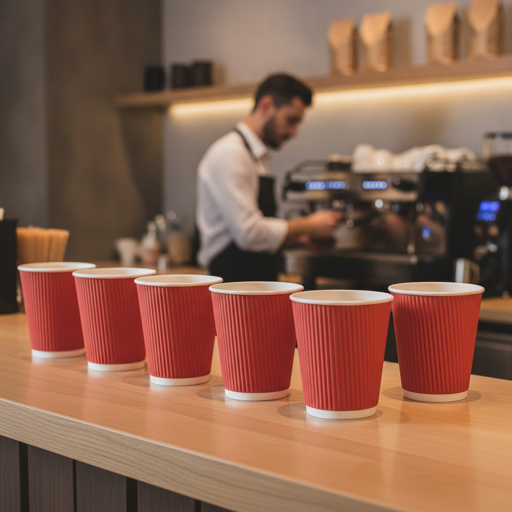 Cardboard Red Coffee Cups 340ml for Takeaway Services (Pack of 500)