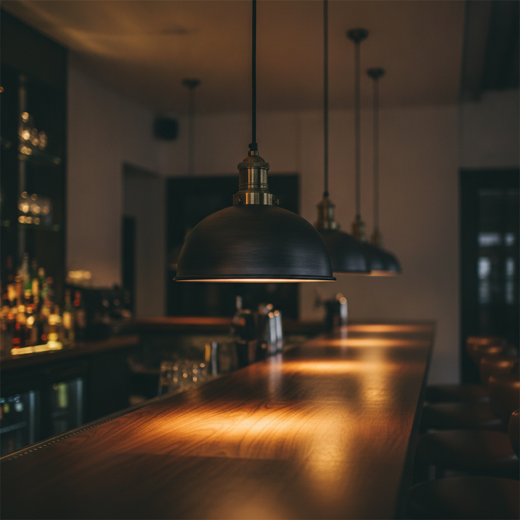 Iron Dome Pendant Light 200mm in Pewter for Stylish Venues