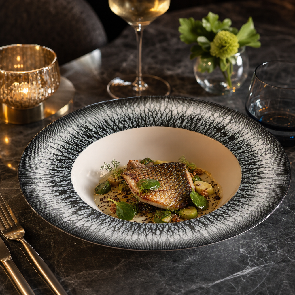 Inked Lumé Wide Rim Bowls Black 288mm for Elegant Dining - Pack of 12