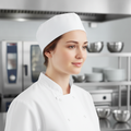 Cotton & Recycled Polyester White Chef Skull Cap for Kitchen Use