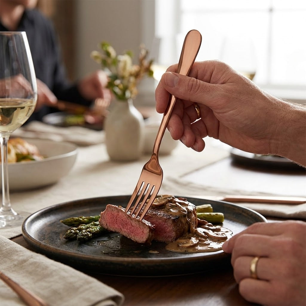 Rose Gold Table Fork 18/10 Stainless Steel for Elegant Dining (Pack of 12)