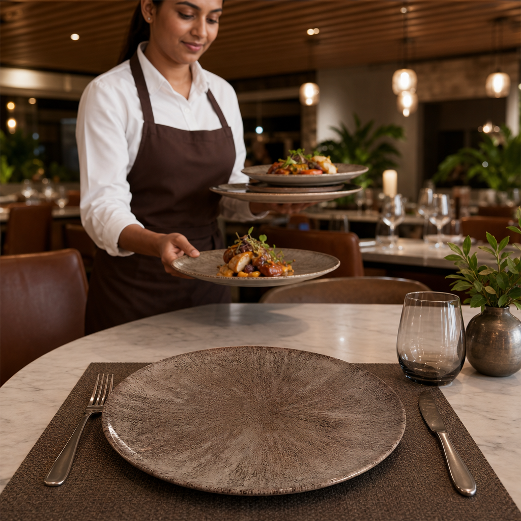 Coupe Plates Brown Vitrified Ceramic for Dining (Pack of 12)