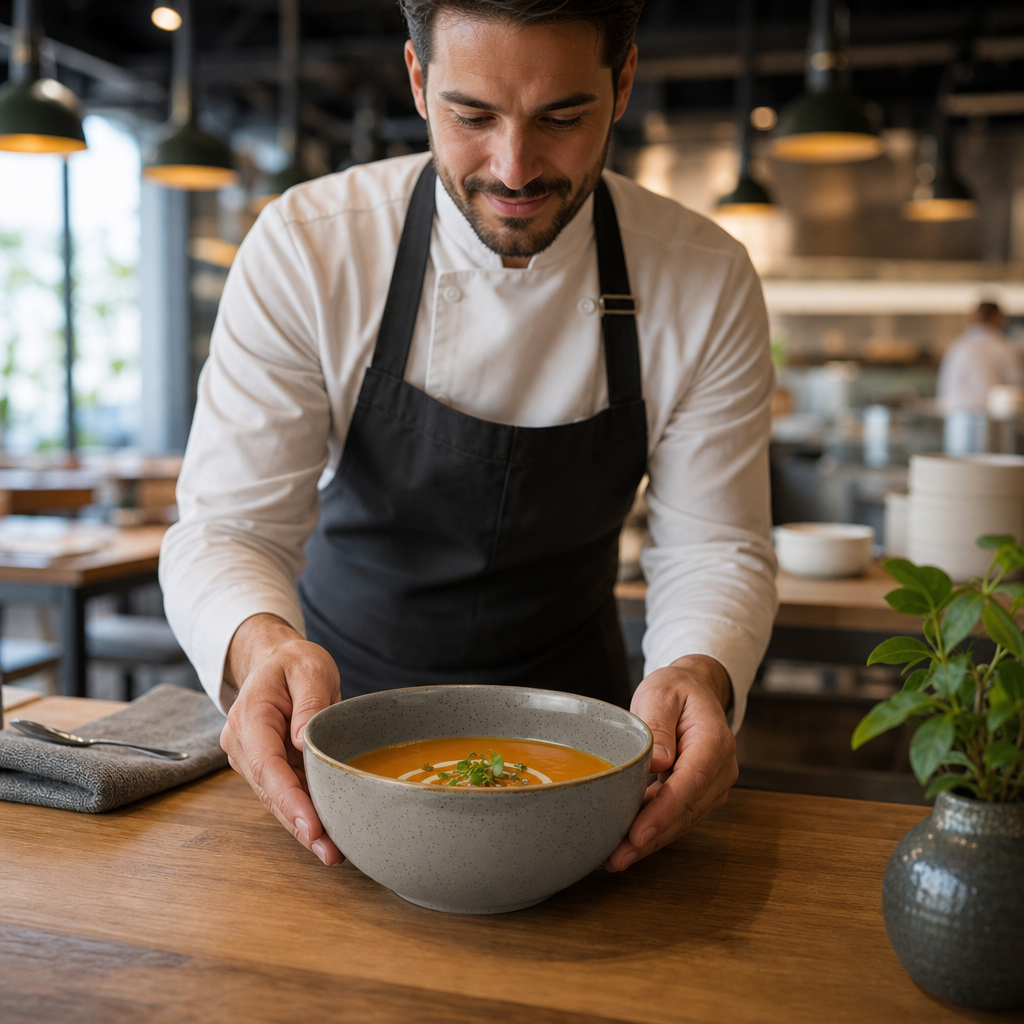 Round Soup Bowls Grey Vitrified Ceramic for Restaurants (Pack of 12)