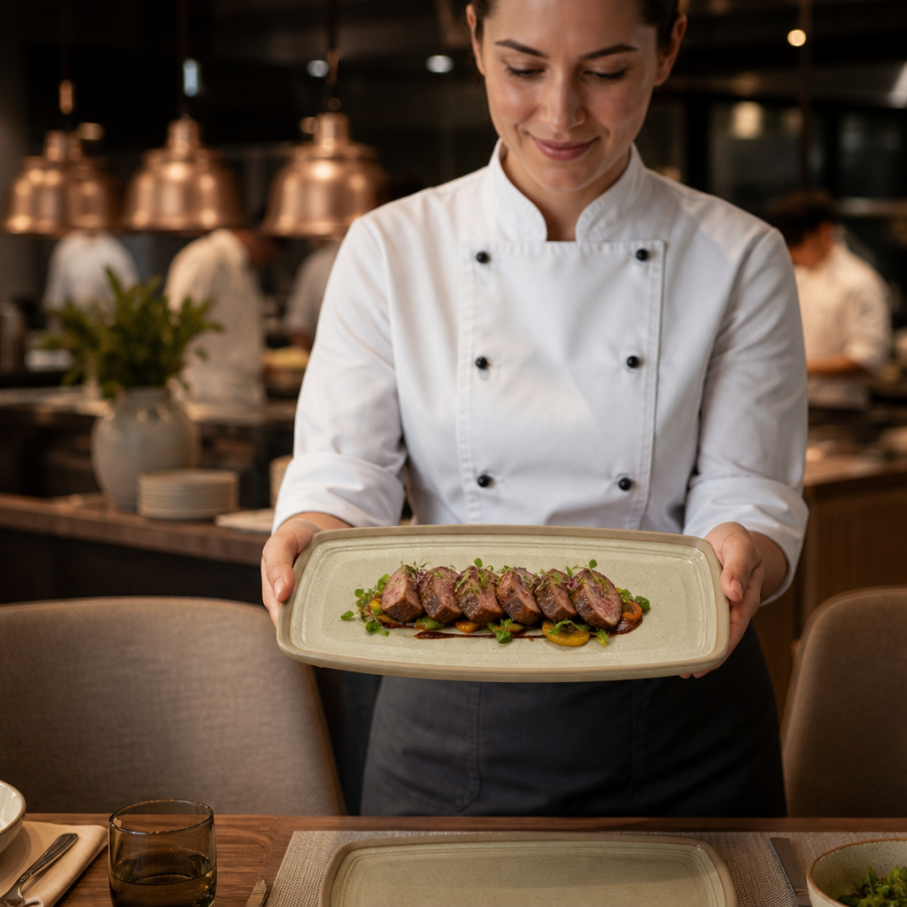 Rectangular Plates 350x180mm Ceramic for Hospitality Use (Pack of 6)