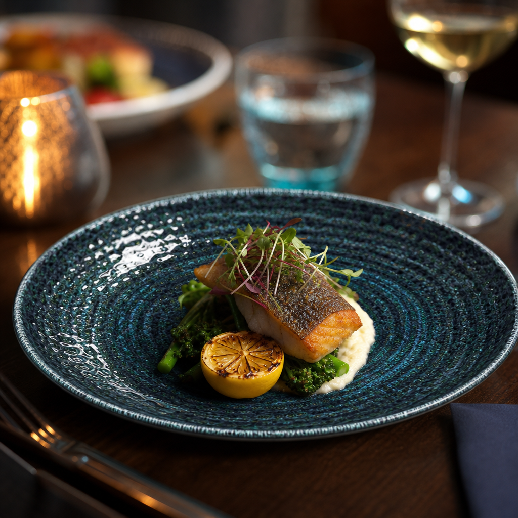 Coupe Plates Blue Vitrified Ceramic for Elegant Dining (Set of 12) (Pack of 12)